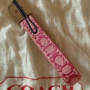 NEW COACH Phone Fob-Pink w/small monogram w/ Dust Bag Y2K